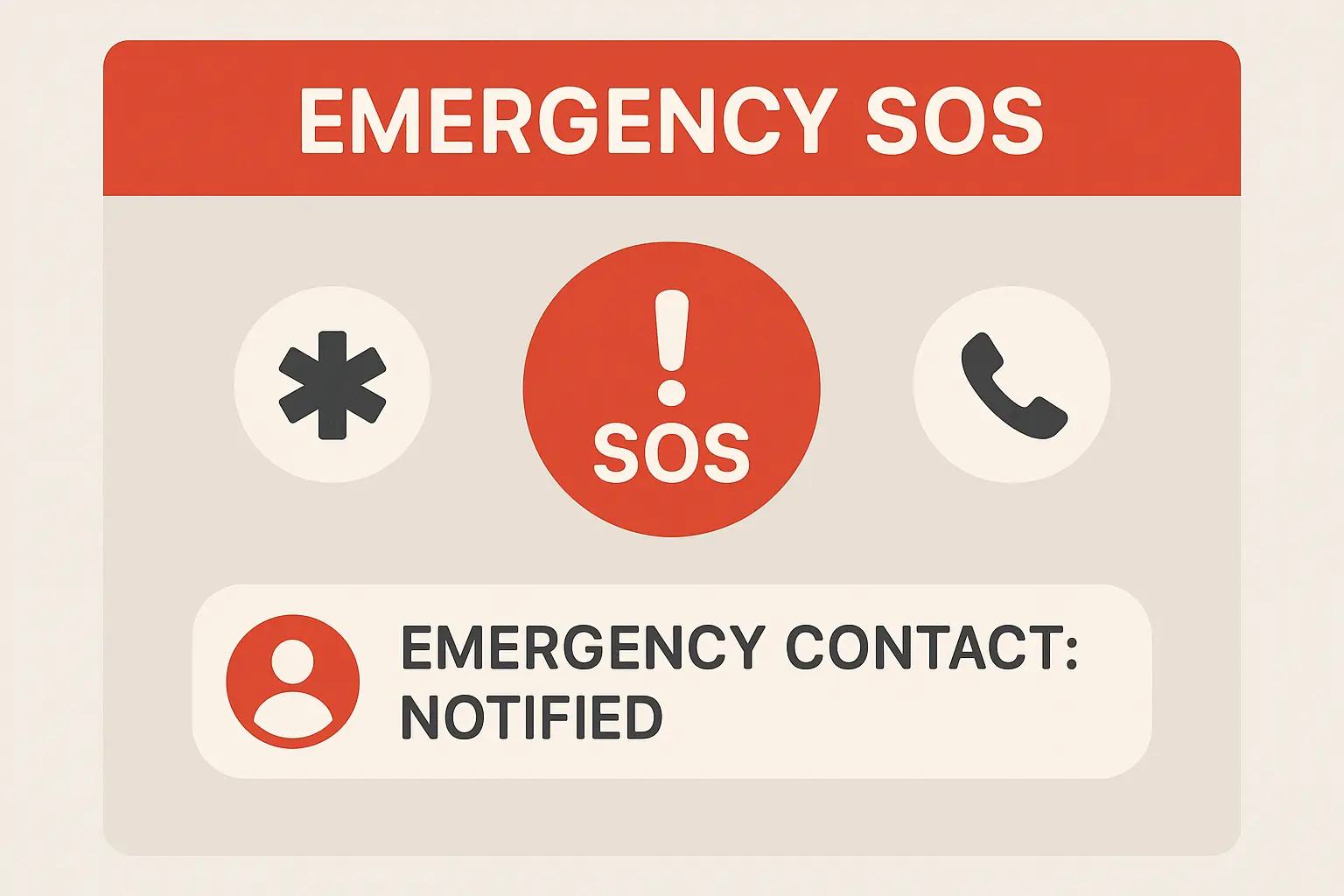 Emergency SOS configuration screen showing emergency contact setup