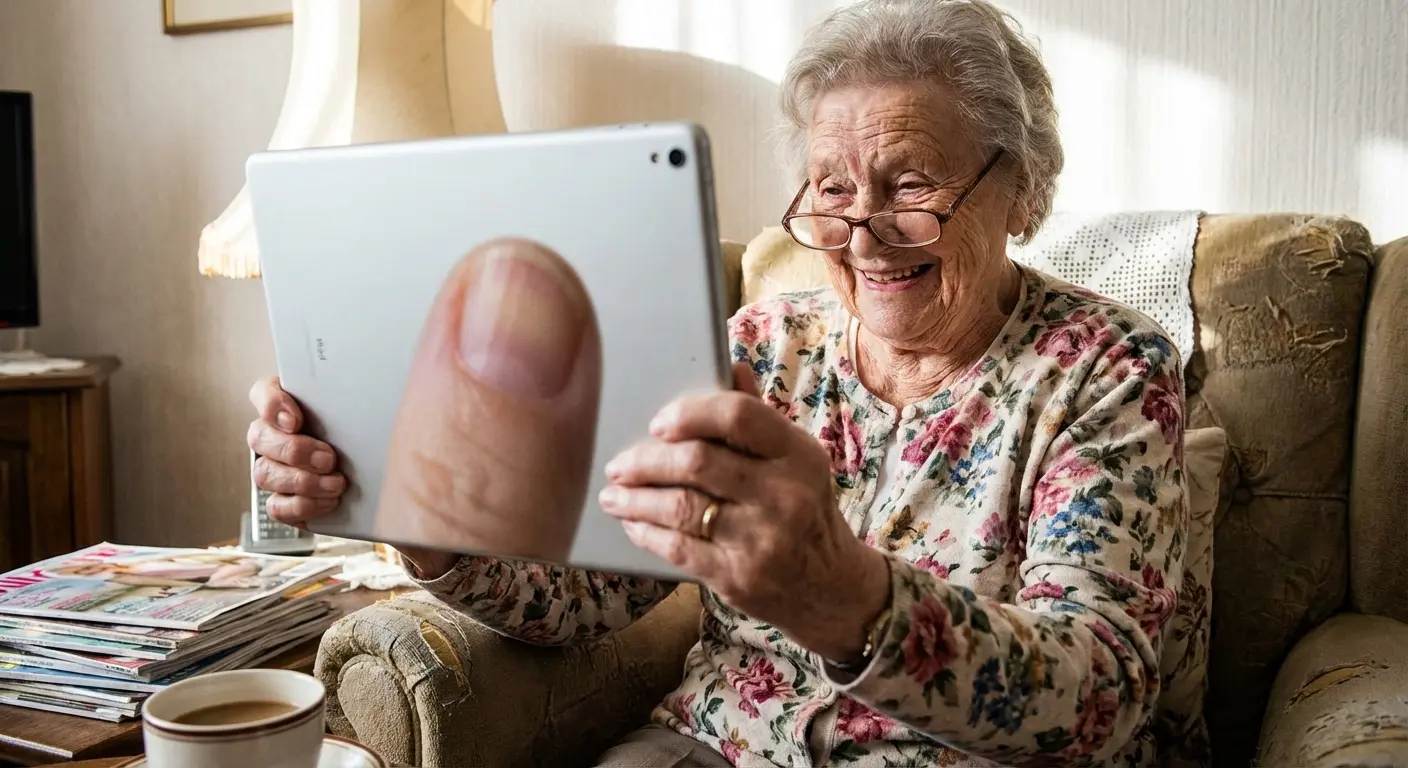 You could always spot Auntie at a wedding holding up a full-sized iPad like a shield. This paints a vivid, funny visual that makes people smile.