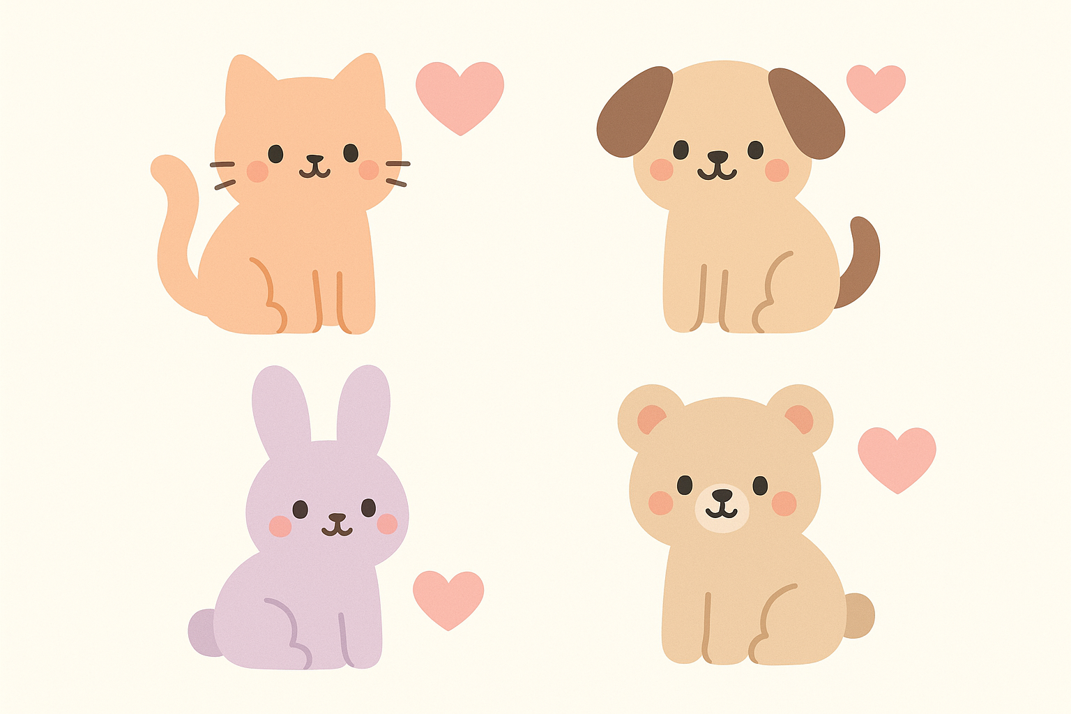 Kawaii love animals wallpaper