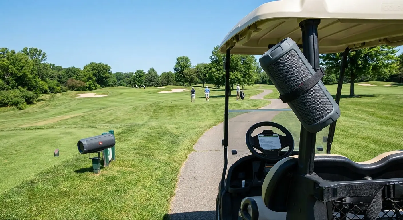 Outdoor speaker setup showing strategic placement