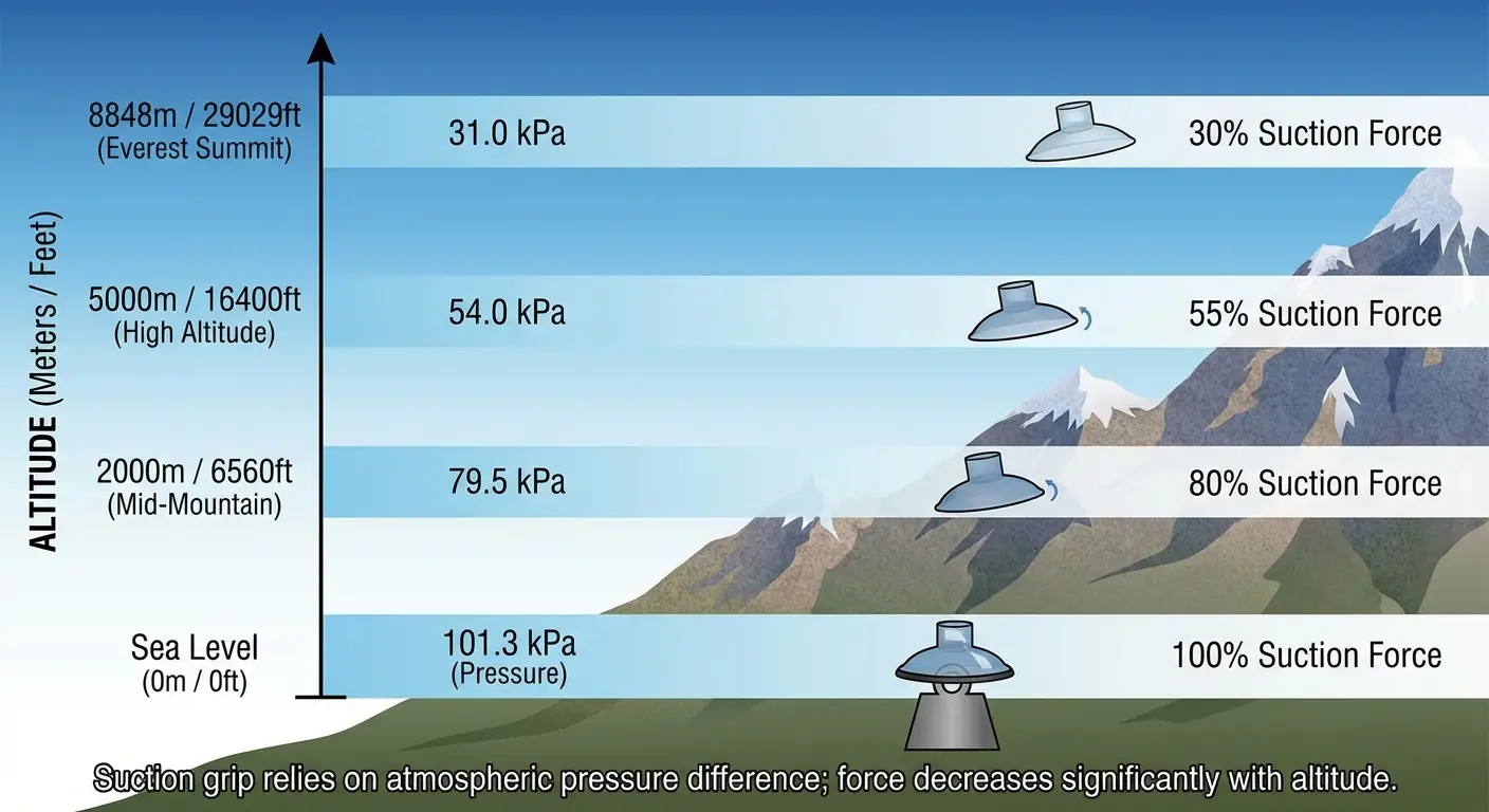 Altitude atmospheric pressure chart suction force