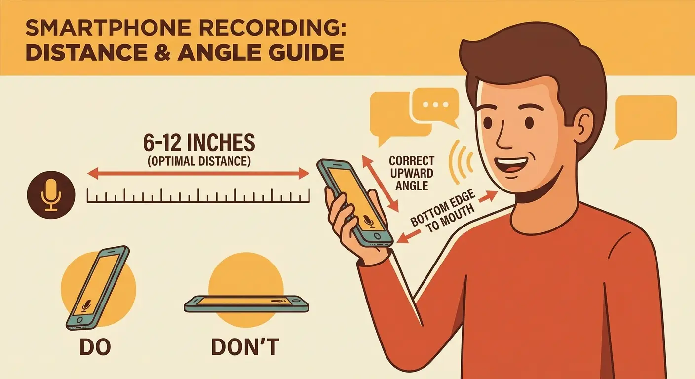 Optimal phone positioning for microphone recording