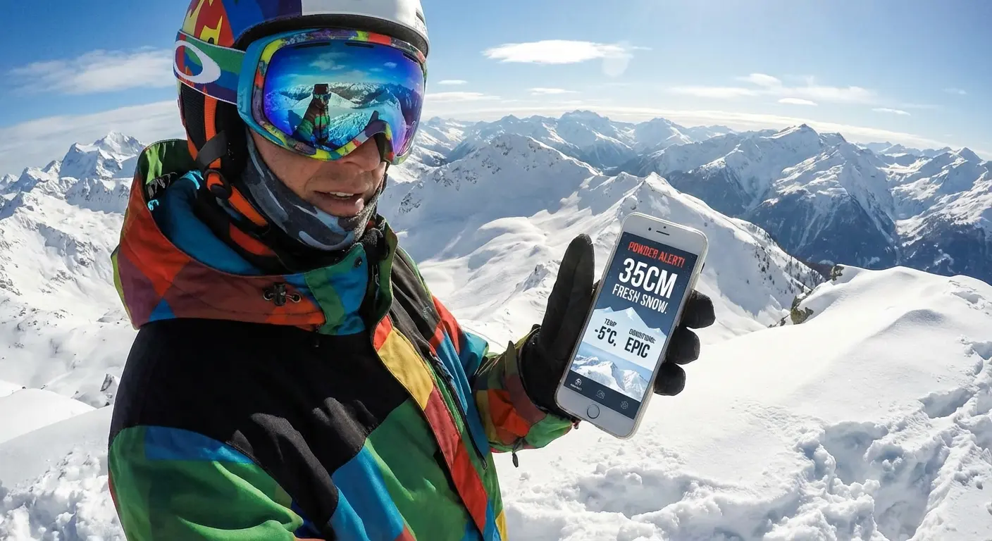 OpenSnow app showing powder forecast for ski resorts