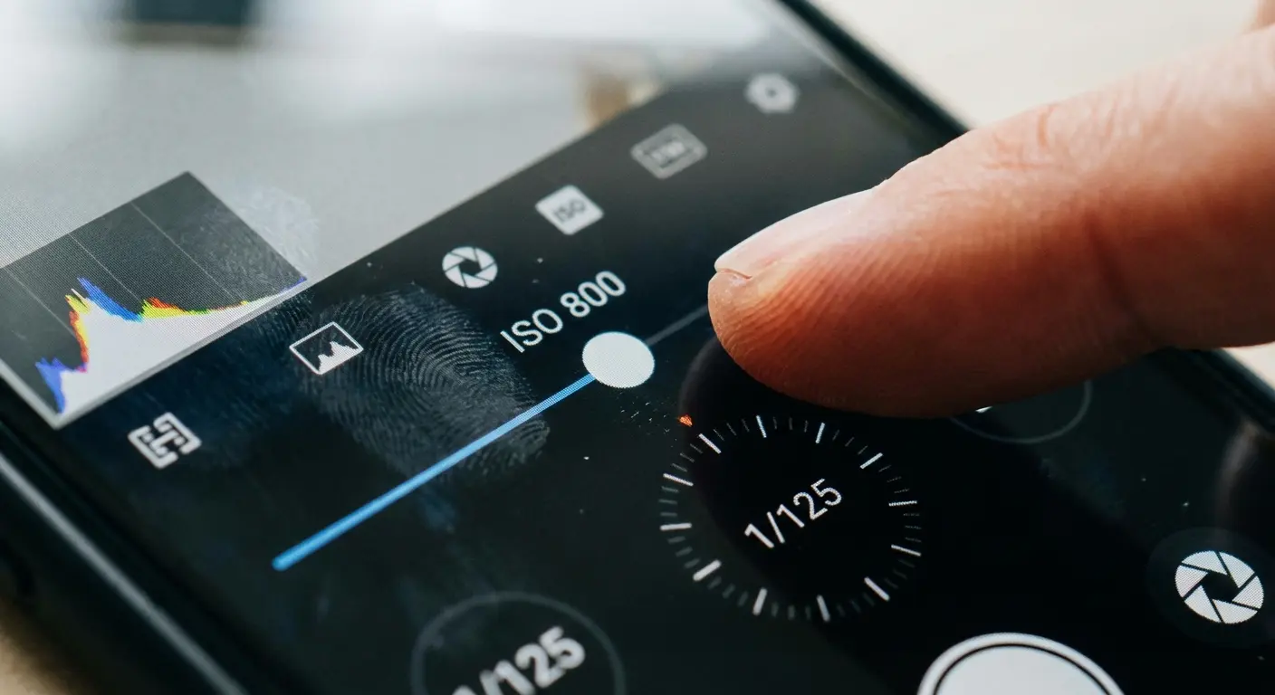 iPhone screen showing manual camera controls