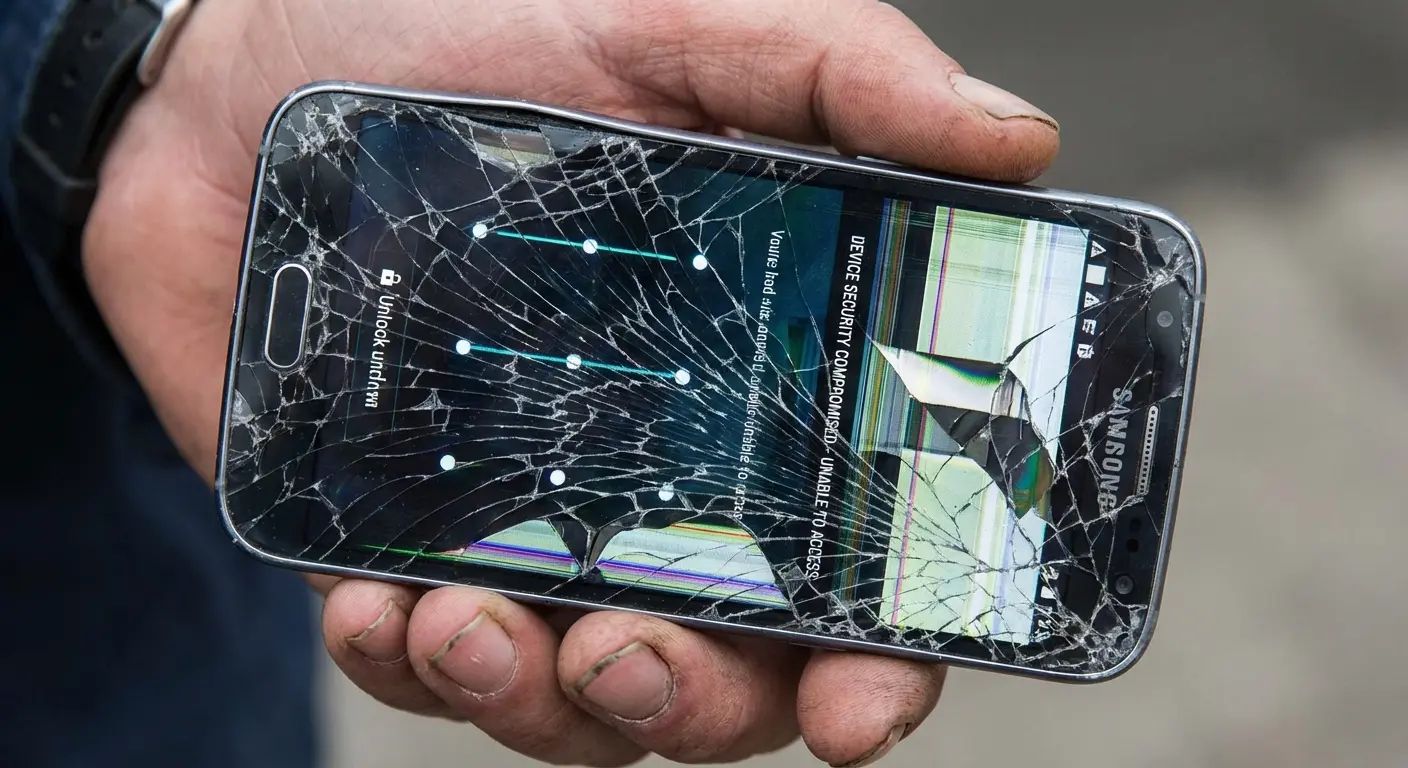 Cracked smartphone screen preventing access