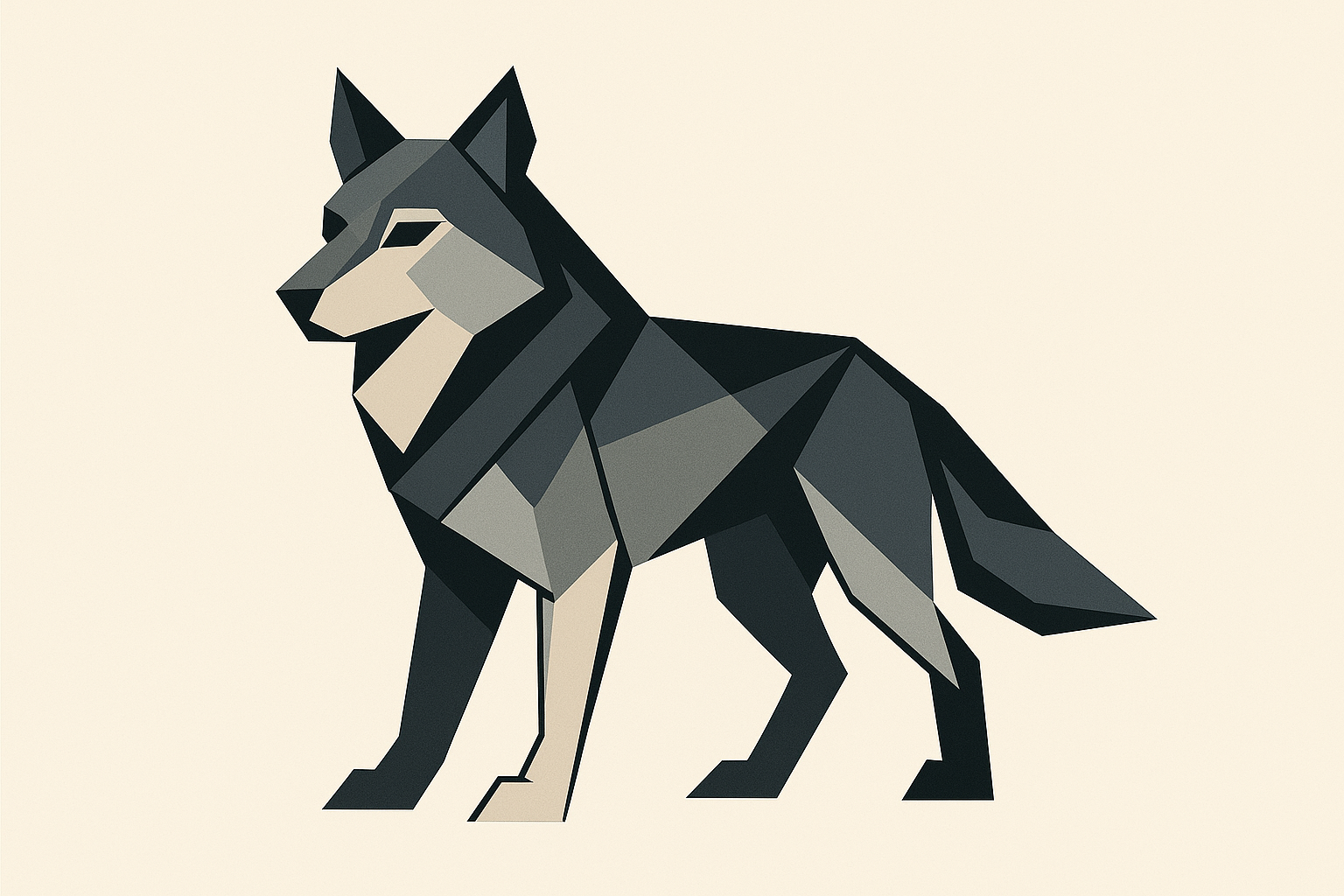 Geometric wolf design with angular patterns and clean lines