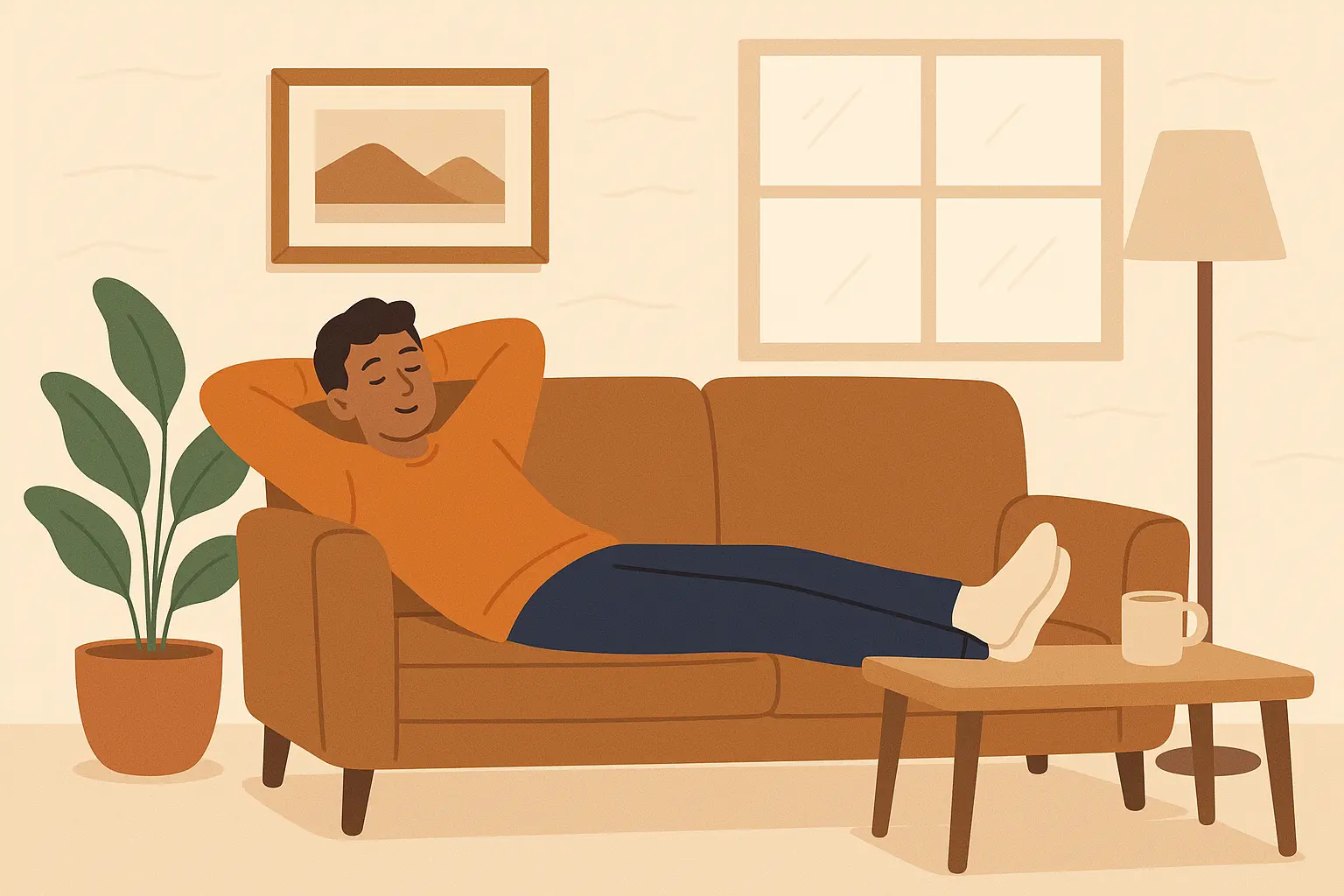 Person relaxing on couch experiencing Master Kush effects