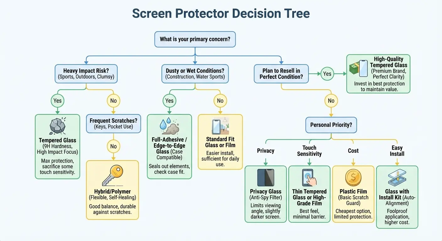 Person considering phone protection options