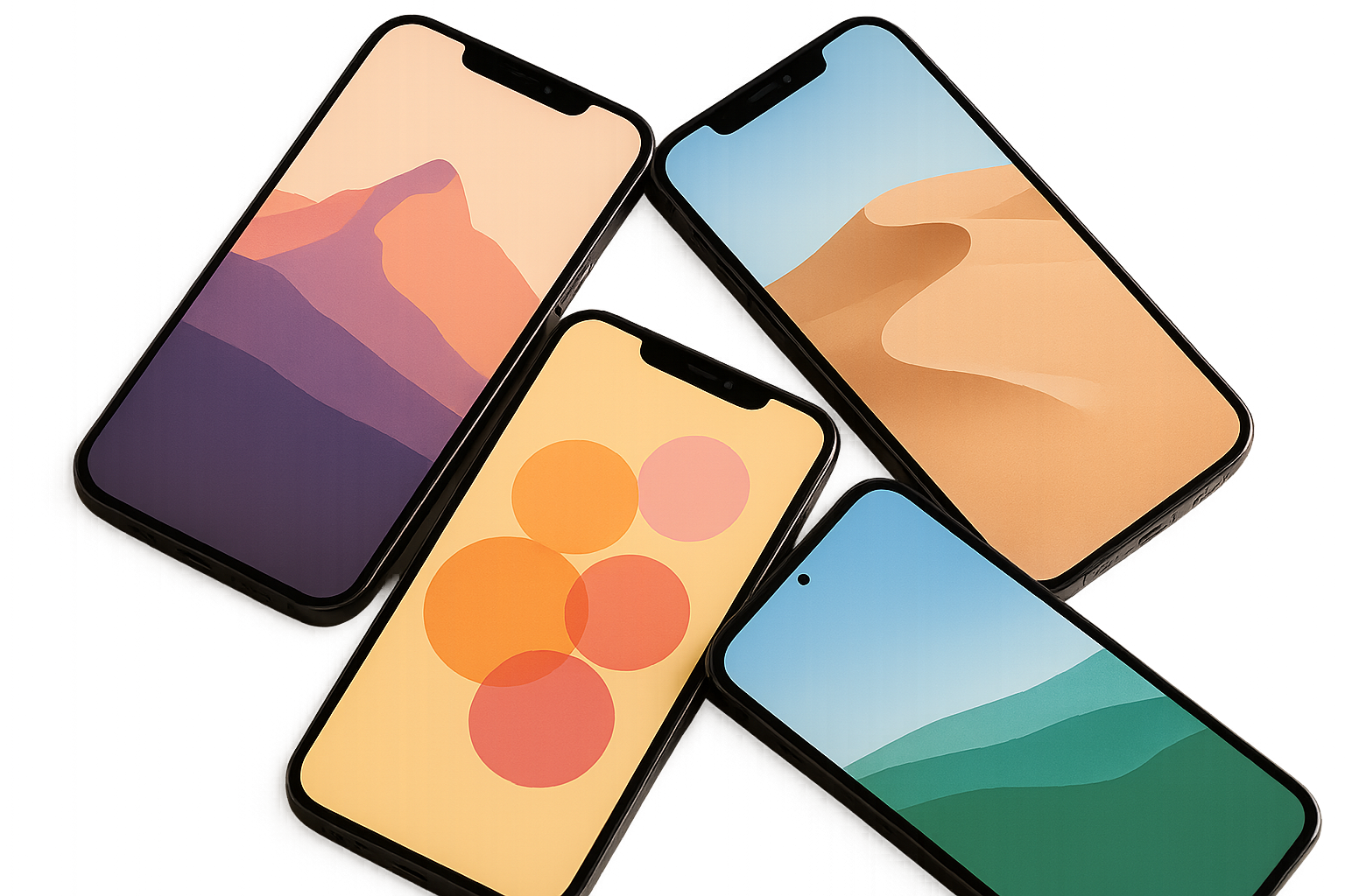 Premium flagship phones displaying vibrant wallpapers