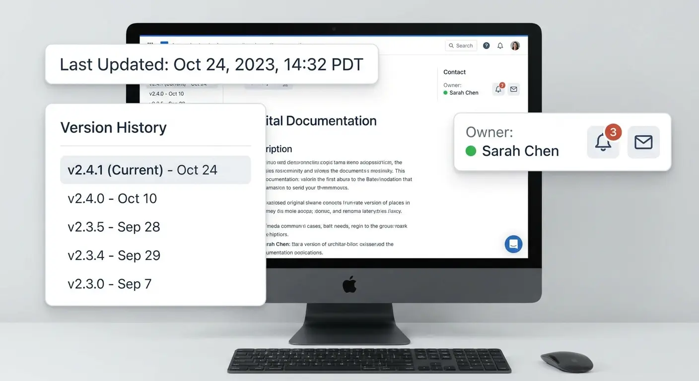 Documentation portal with version control and update timestamps