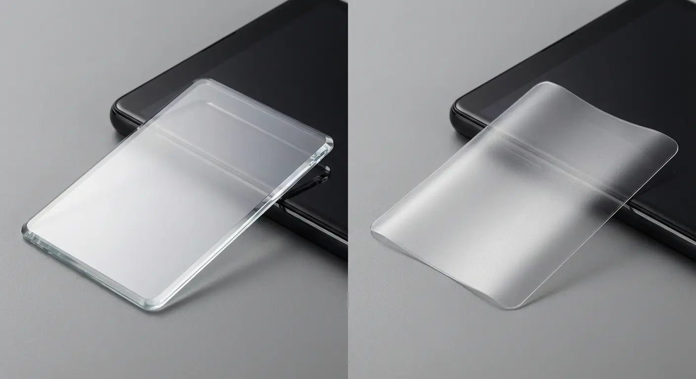 Hybrid screen protector material layers