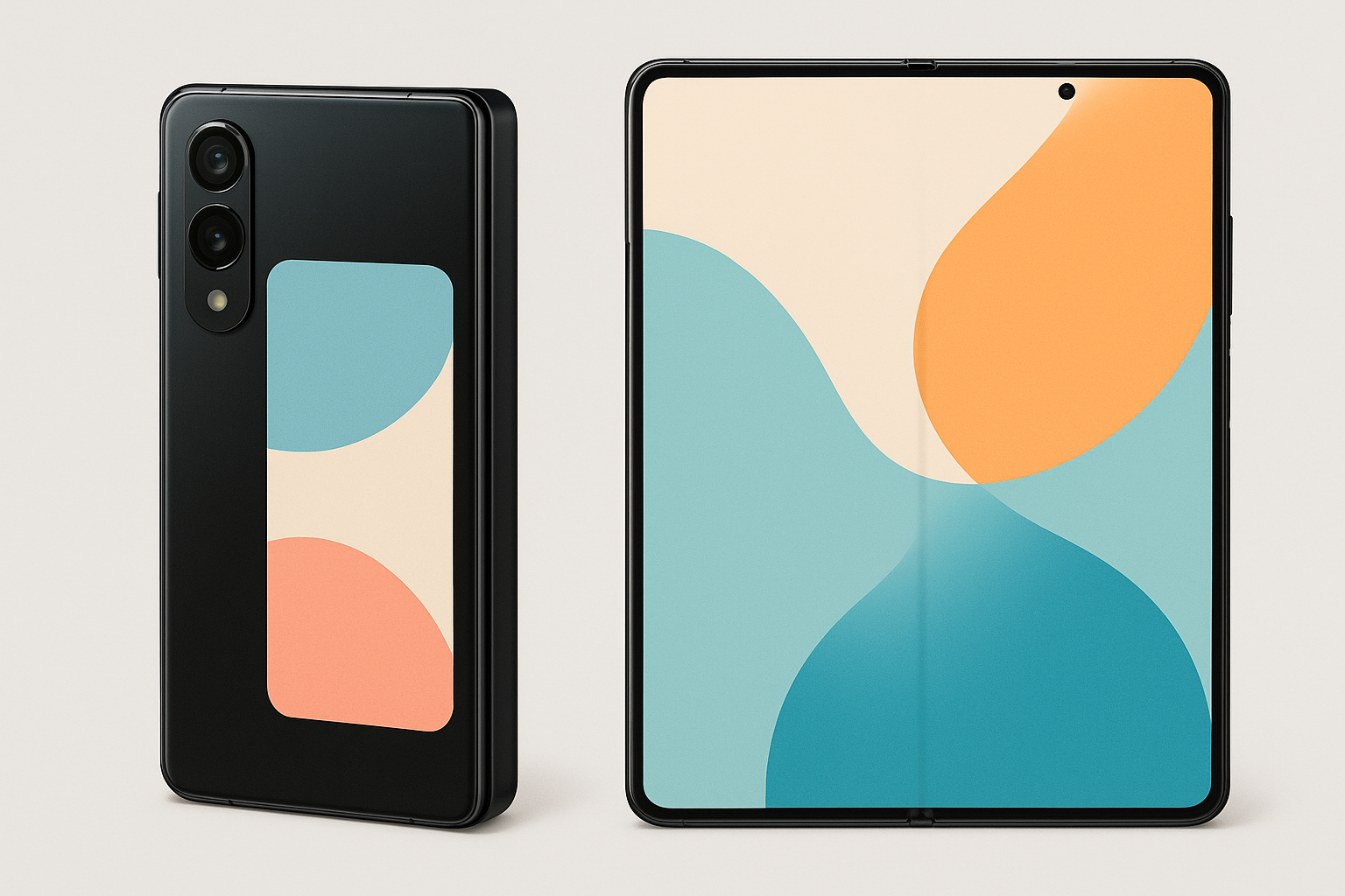 Foldable phones showing innovative wallpaper displays