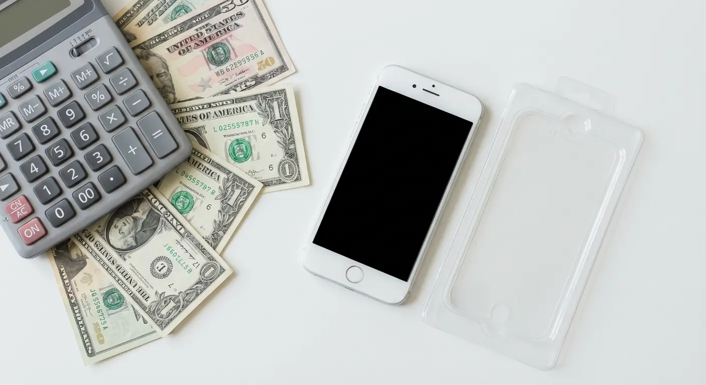 Financial calculator showing screen protector cost analysis