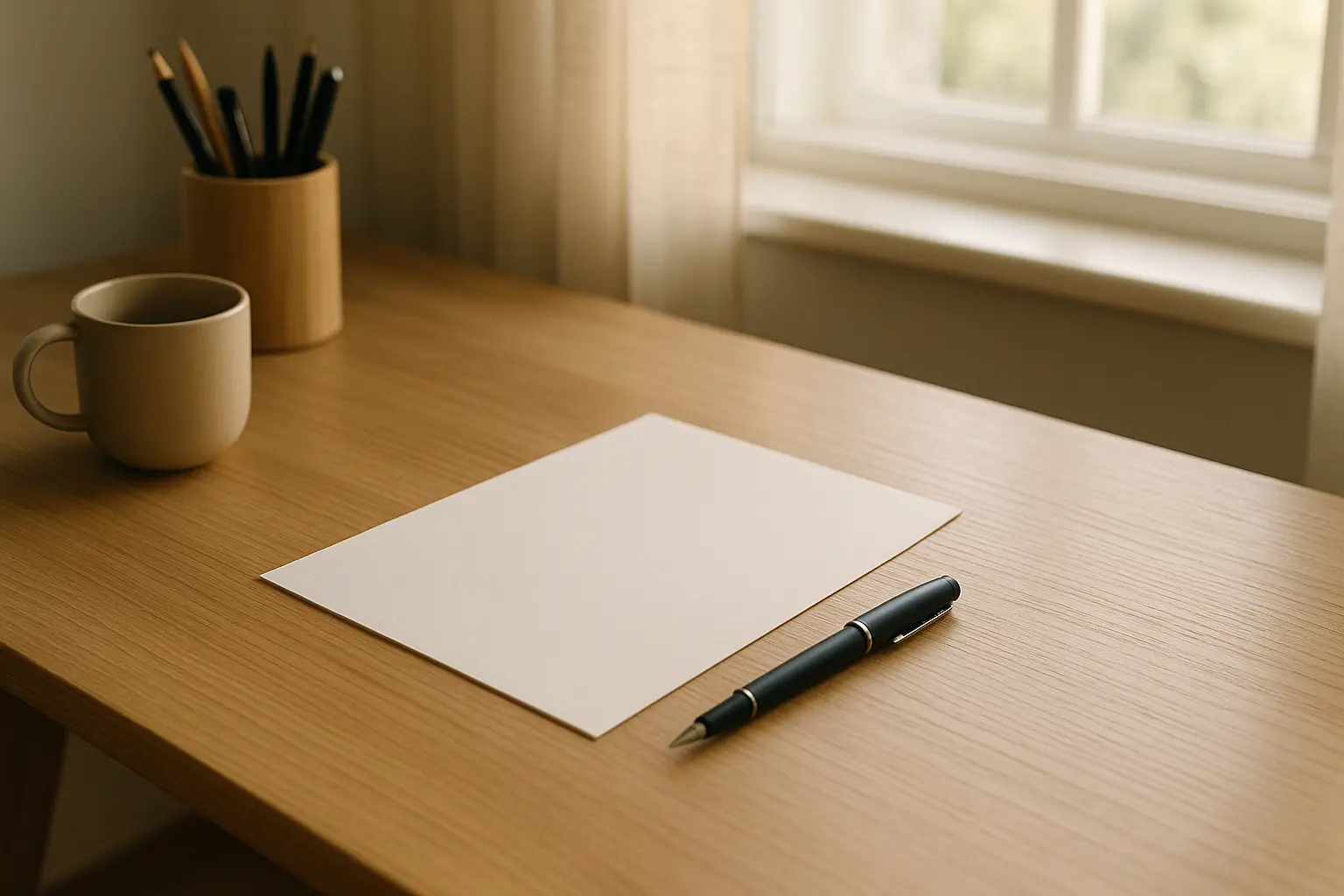 Man writing eulogy at kitchen table with emotional expression