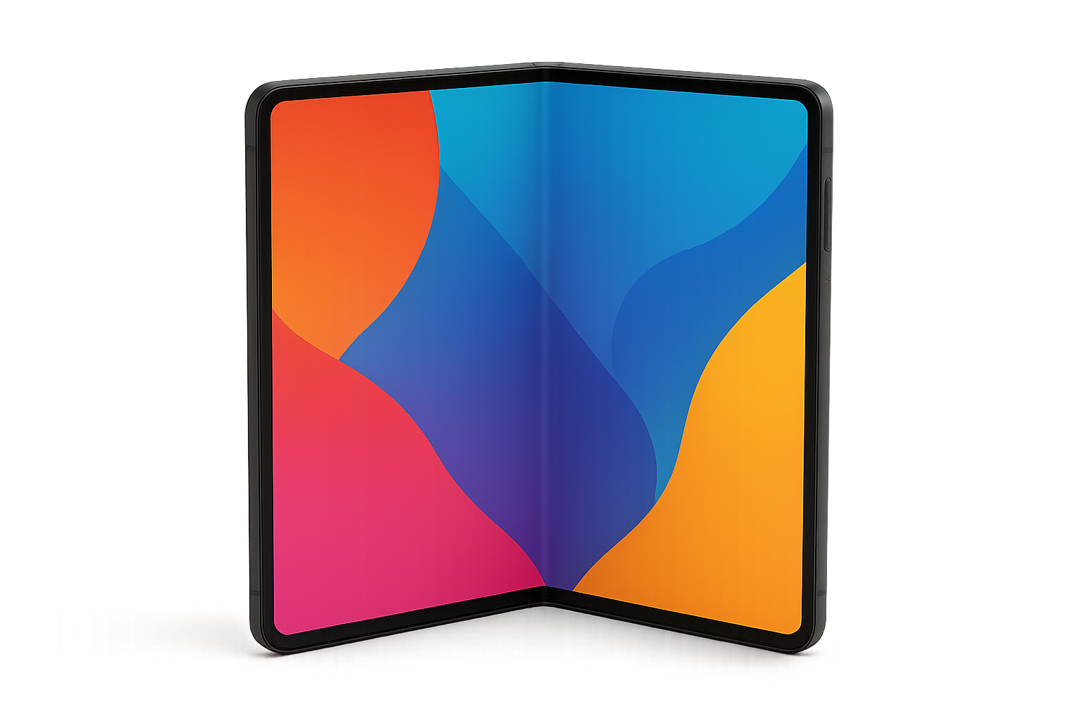 Foldable phone showing large meme wallpaper display