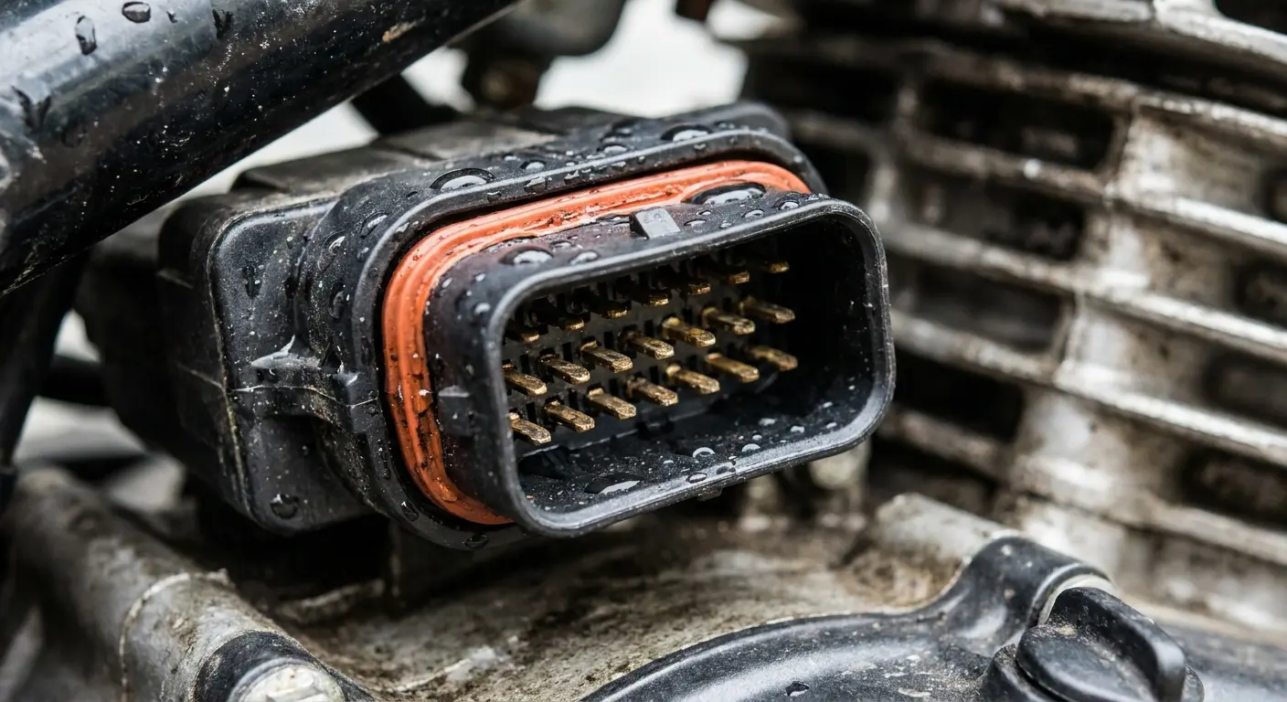 Motorcycle ECU connector corrosion prevention