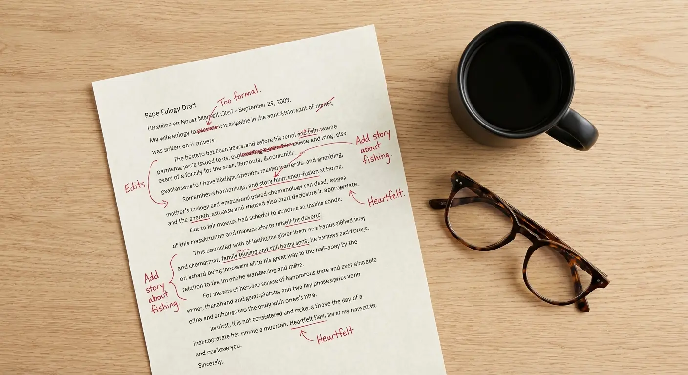 Colleague delivering a eulogy at a podium