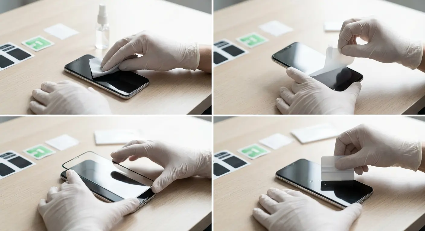Screen protector installation process steps