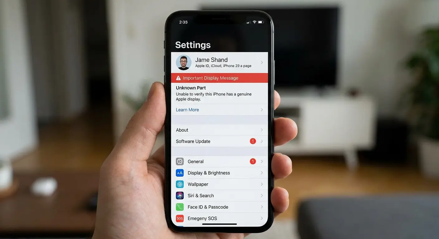 iPhone software warning messages