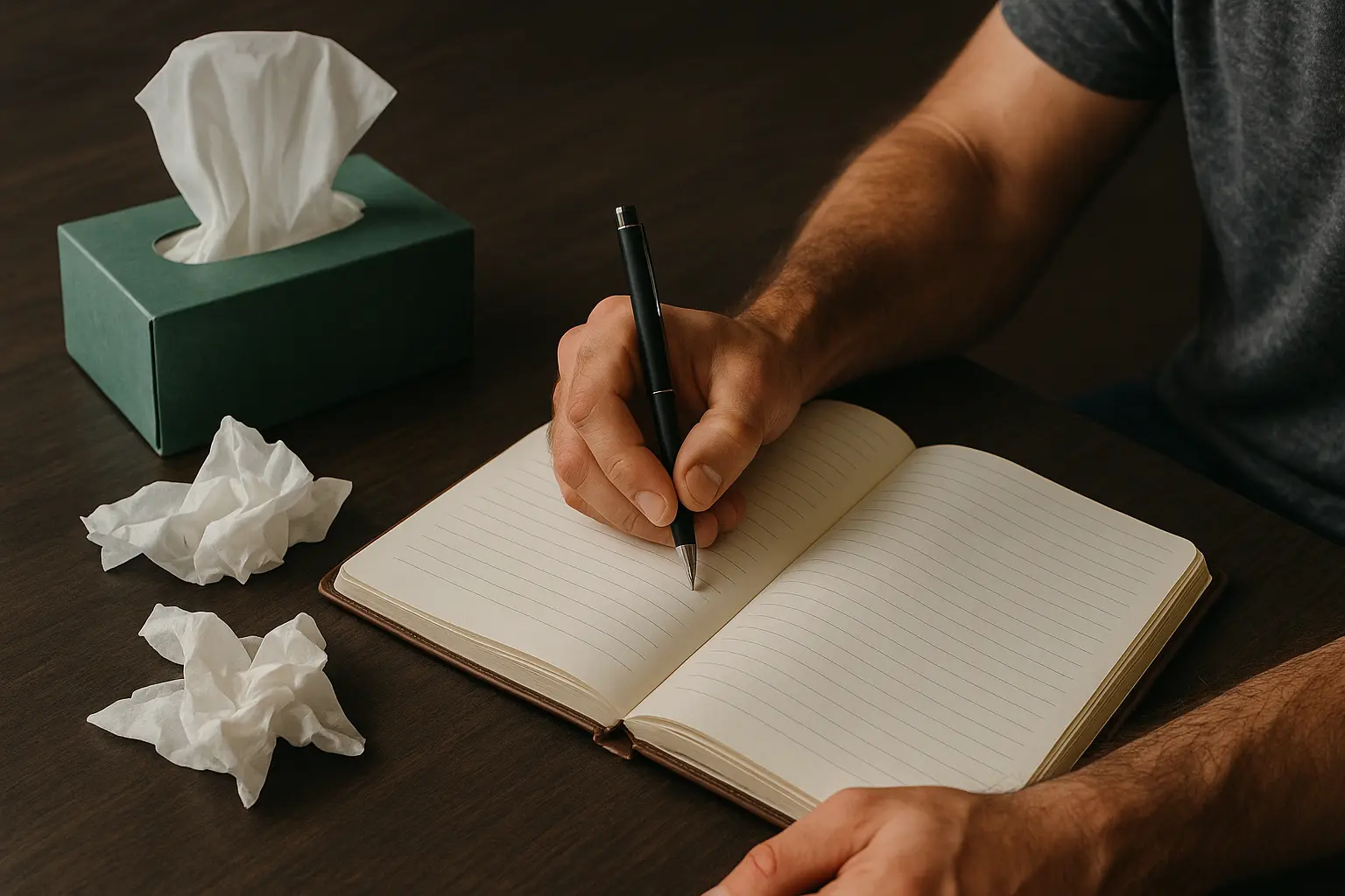 Son showing vulnerability and strength