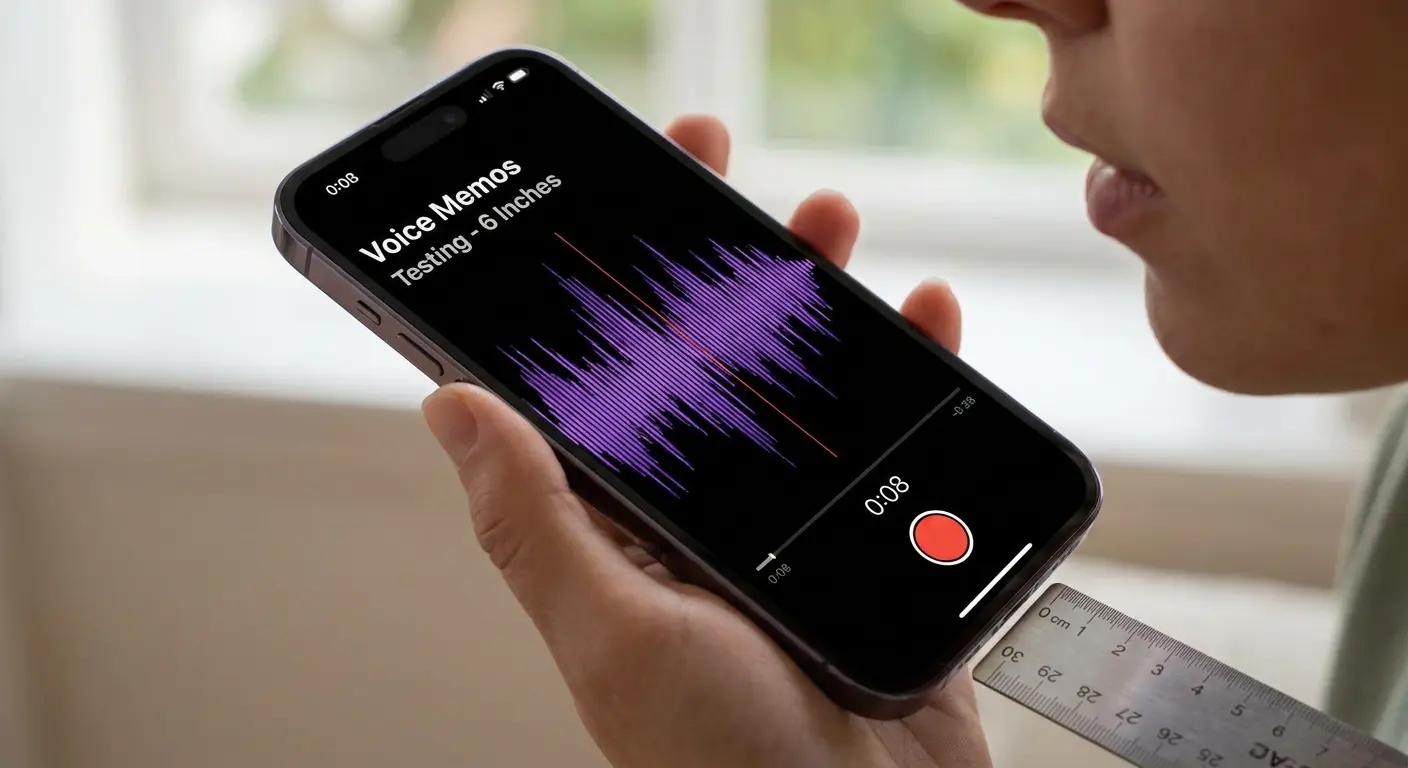 Testing iPhone microphone after cleaning with Voice Memos app