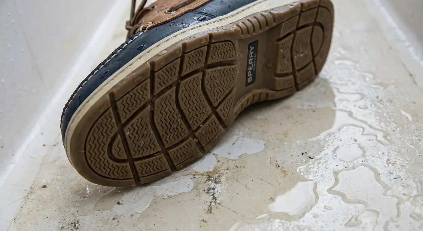 Non-slip boat shoes with drainage