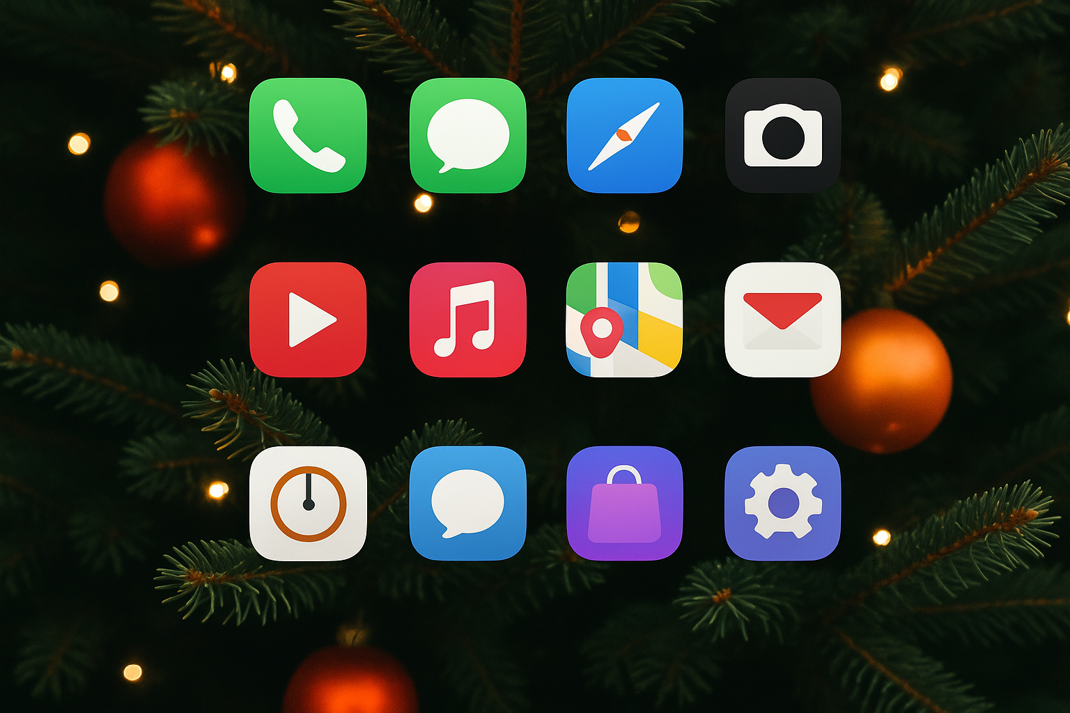 Christmas tree wallpaper with app icon harmony