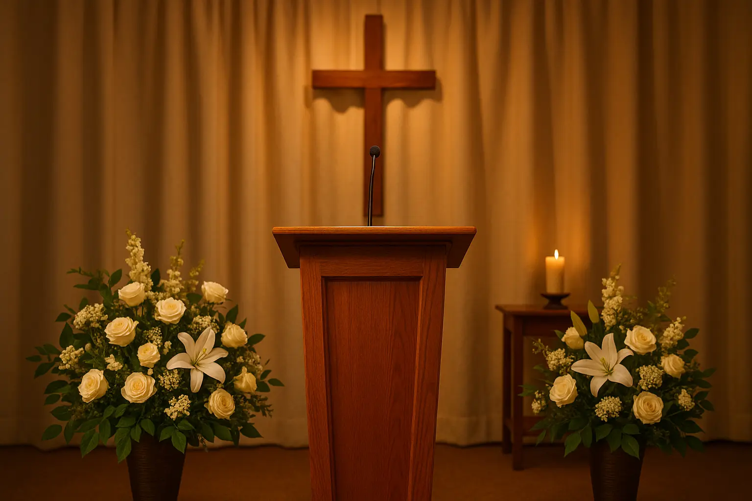 Speaker beginning eulogy at podium