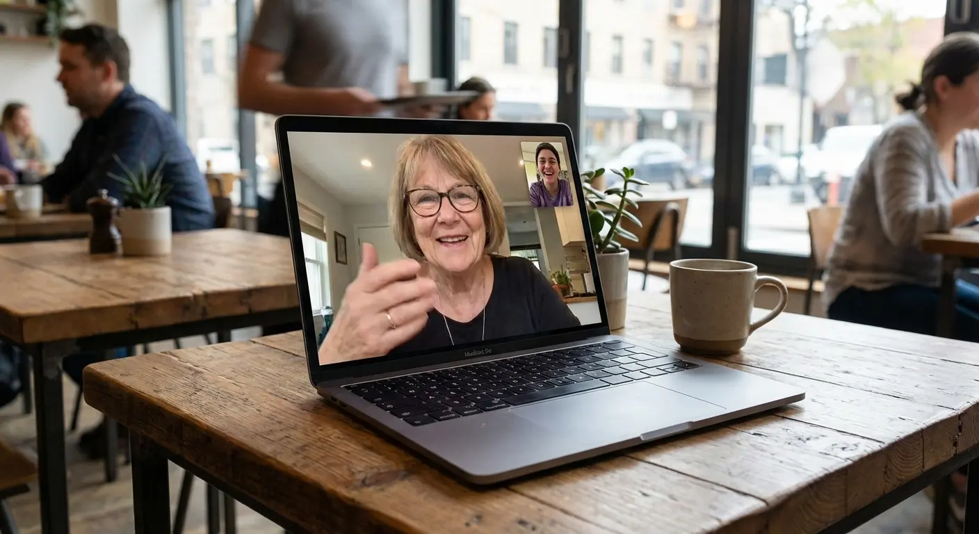 A video tutoring session on a laptop