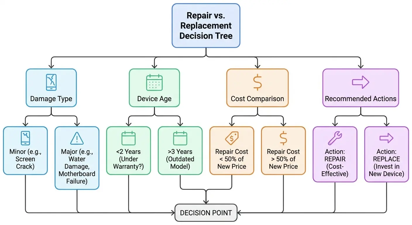 Phone repair versus replacement decision factors