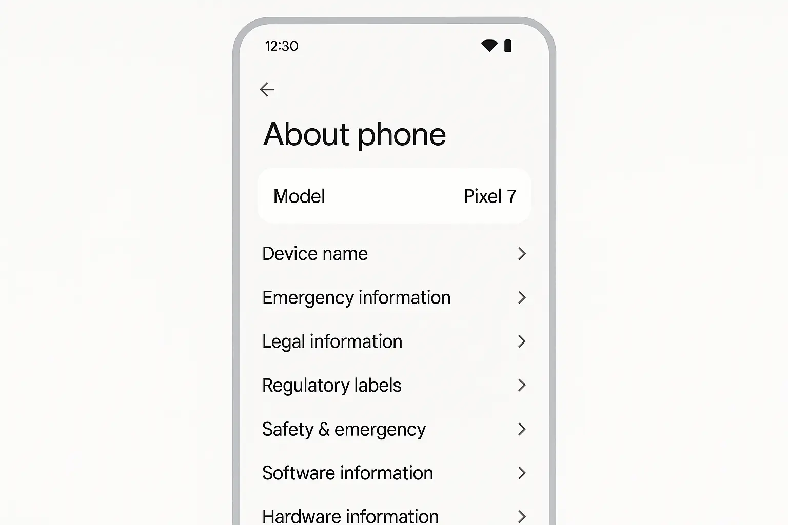 Android Settings About Phone screen