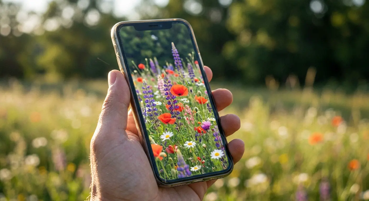 Wildflower phone wallpaper featuring colorful blooms on a screen