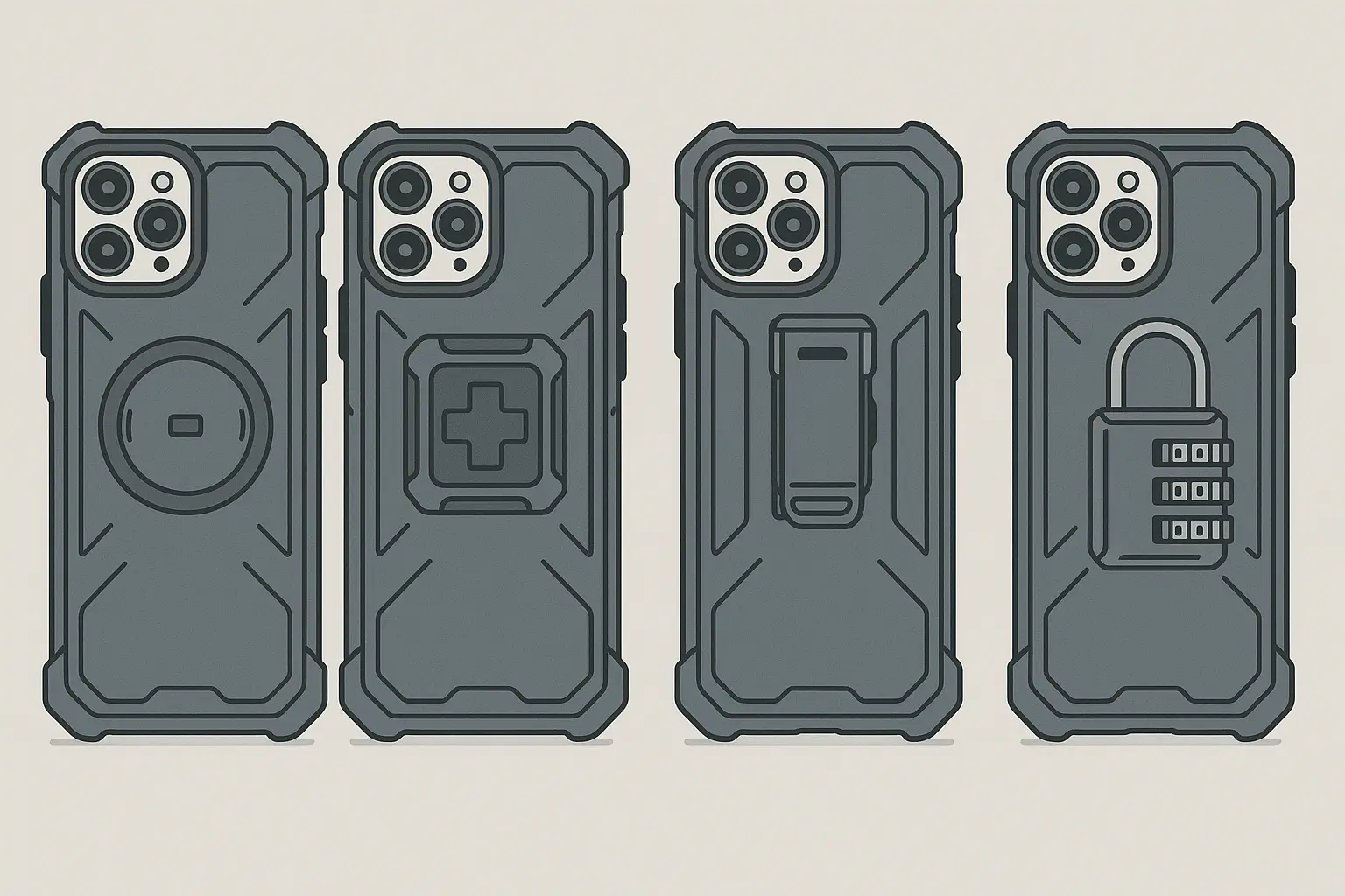 Military-grade phone case with secure mounting system