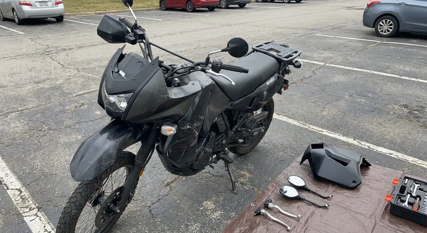 Used motorcycle for sale with price tag