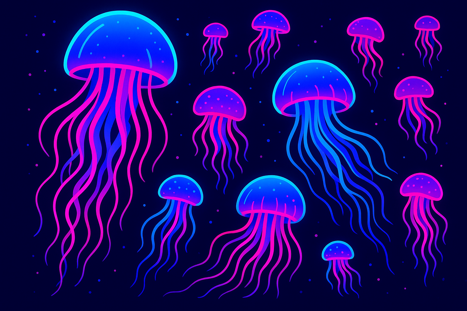 Vibrant rainbow bioluminescent jellyfish wallpaper