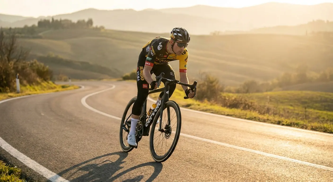 Road racing bike on pavement