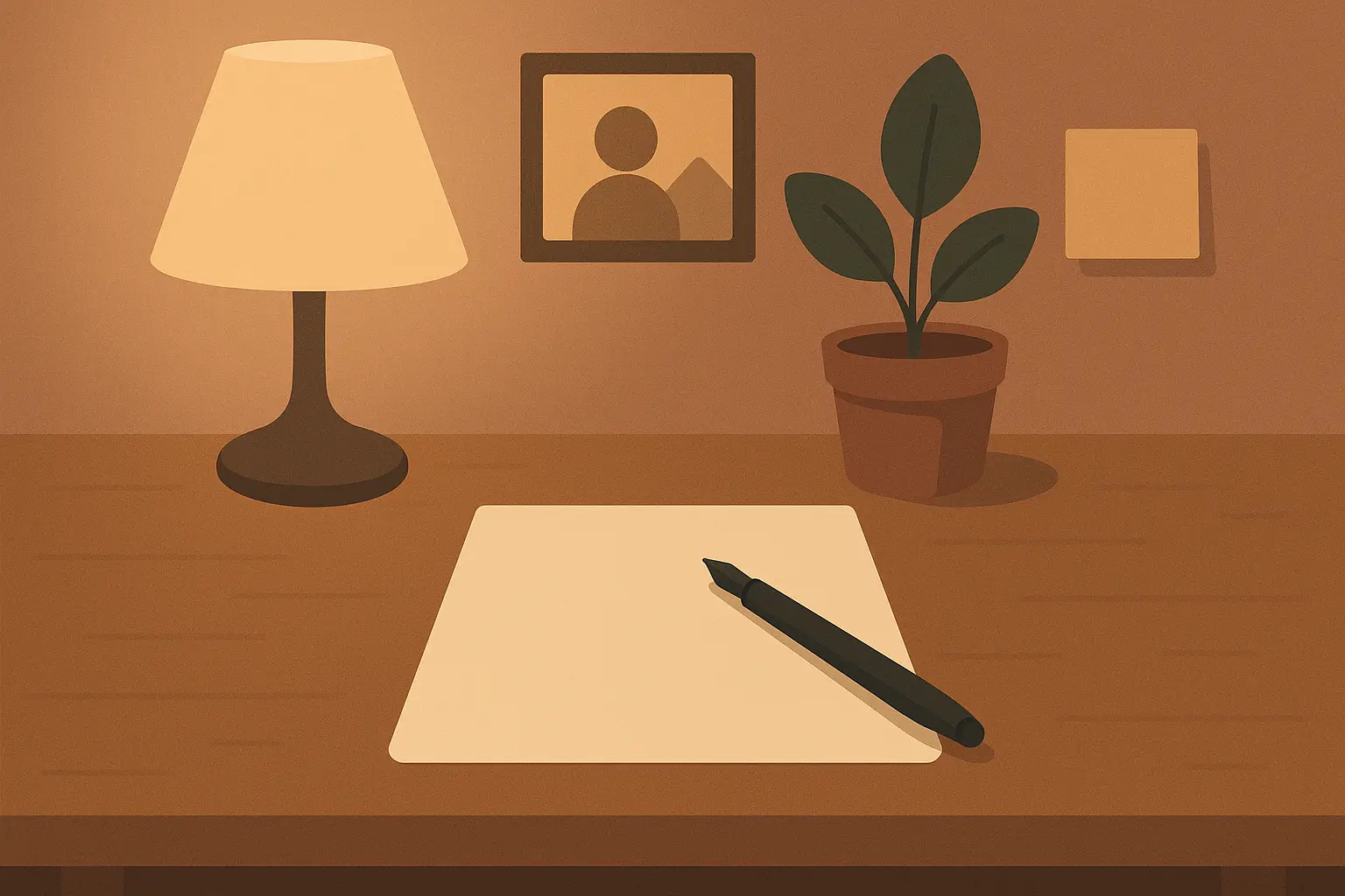 Person writing personalized eulogy with photos