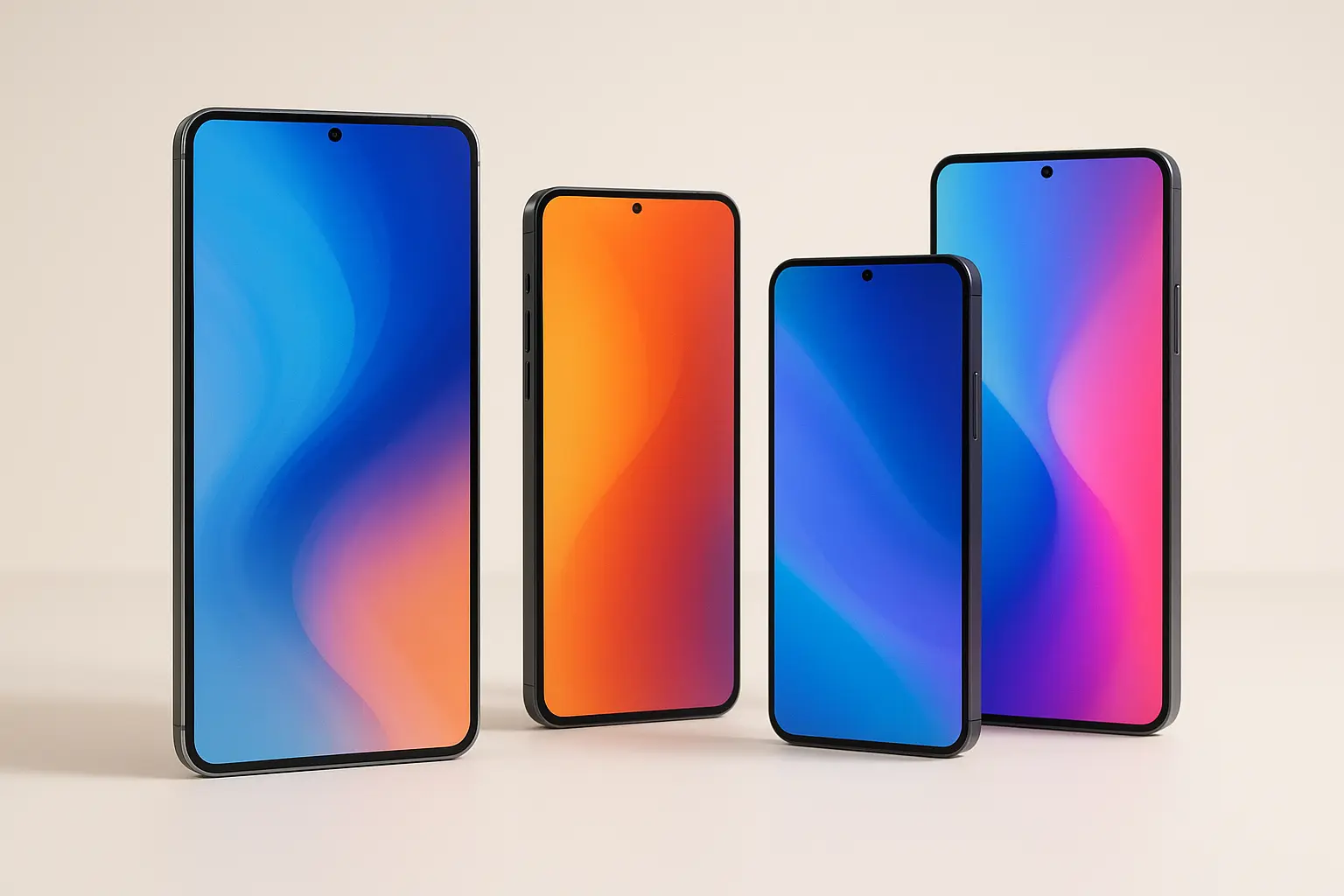 Premium flagship phones displaying large screens