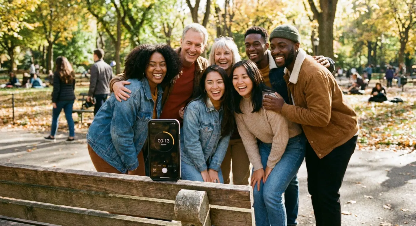 Group photo being taken with Lens Buddy timer
