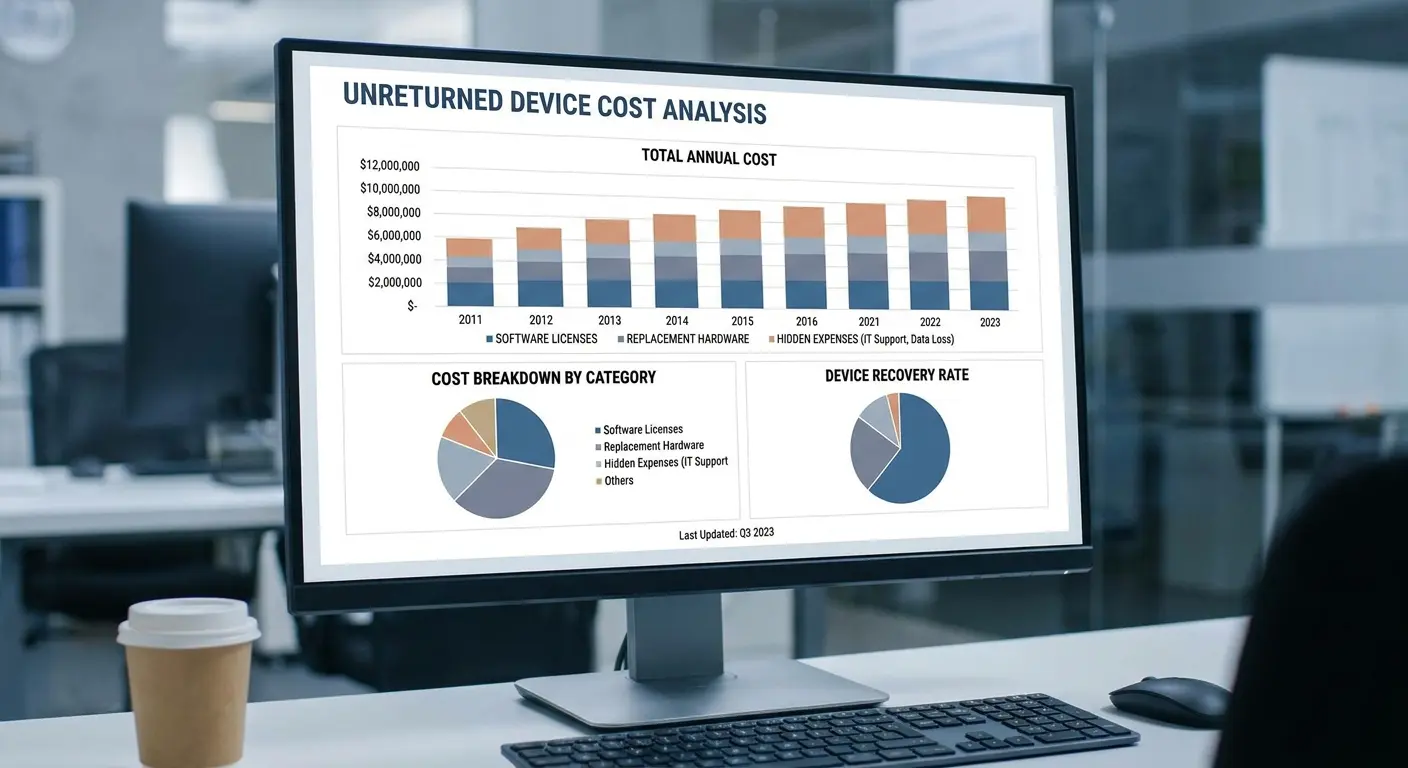 Cost breakdown visualization of unreturned devices