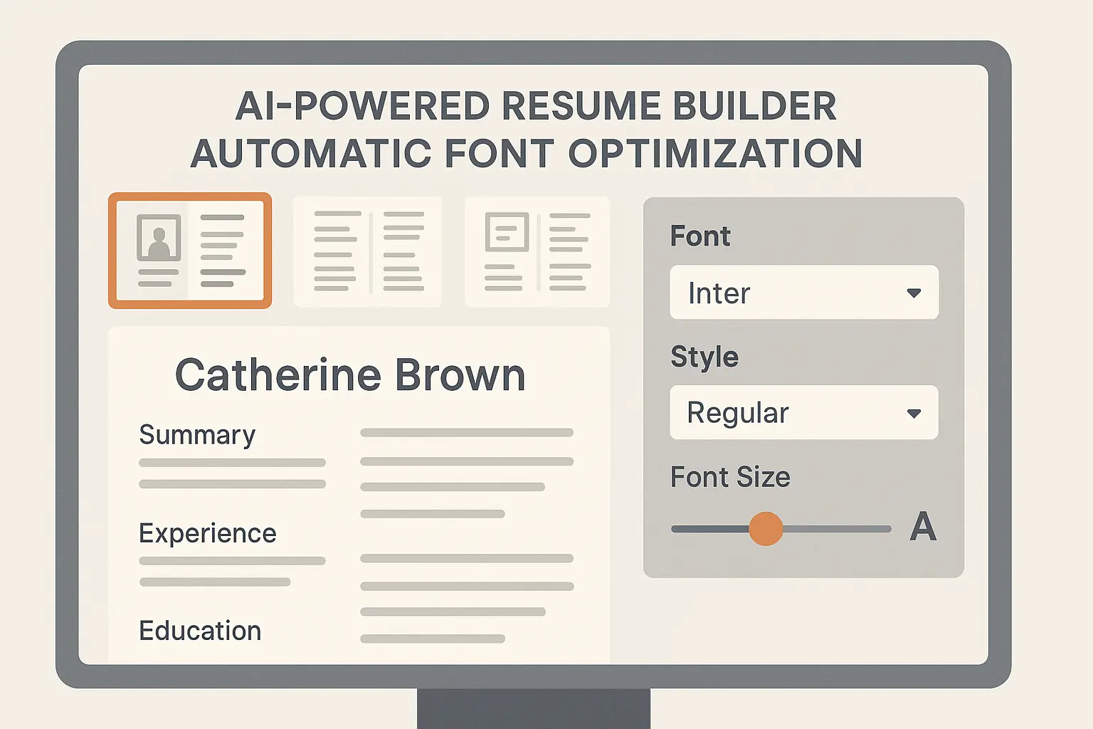 Resume Builder IQ font optimization interface