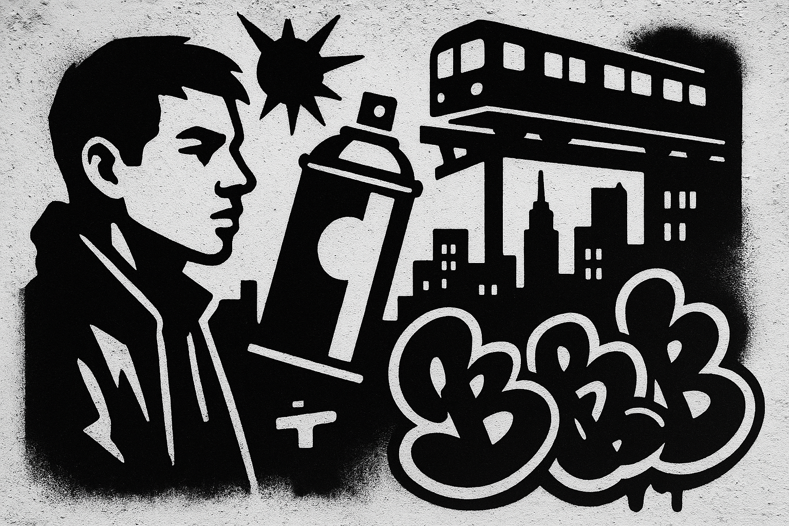 Stencil art graffiti design on phone screen