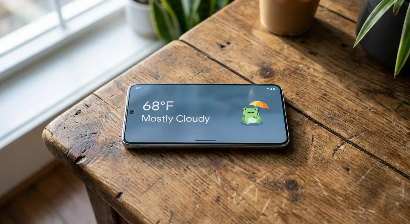 Stock Android weather widget displaying current temperature