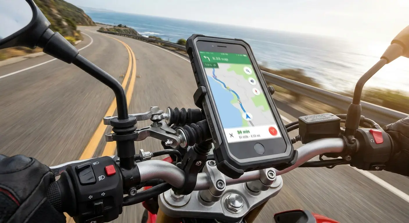 Motorcycle handlebar phone mount vibration dampening