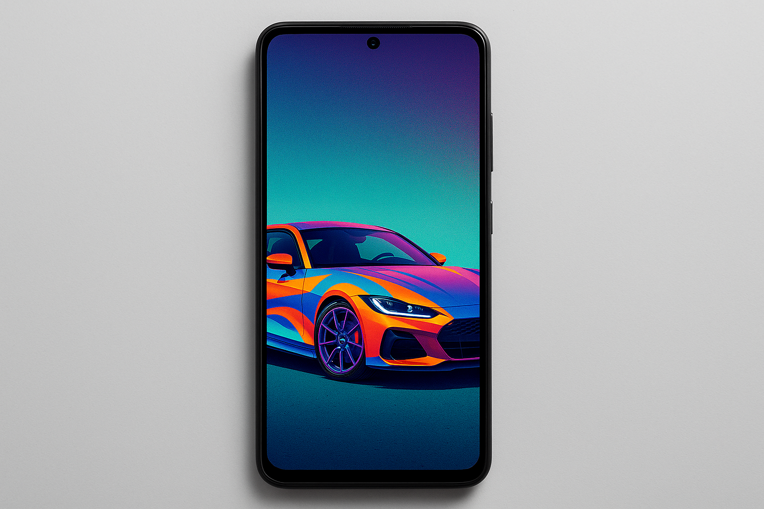 Mid-range phones displaying high-quality car wallpapers