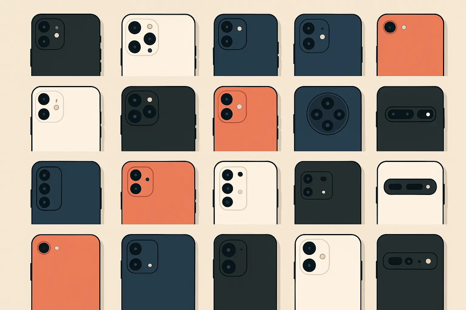 Comprehensive display of 25 top camera phones arranged by category and performance