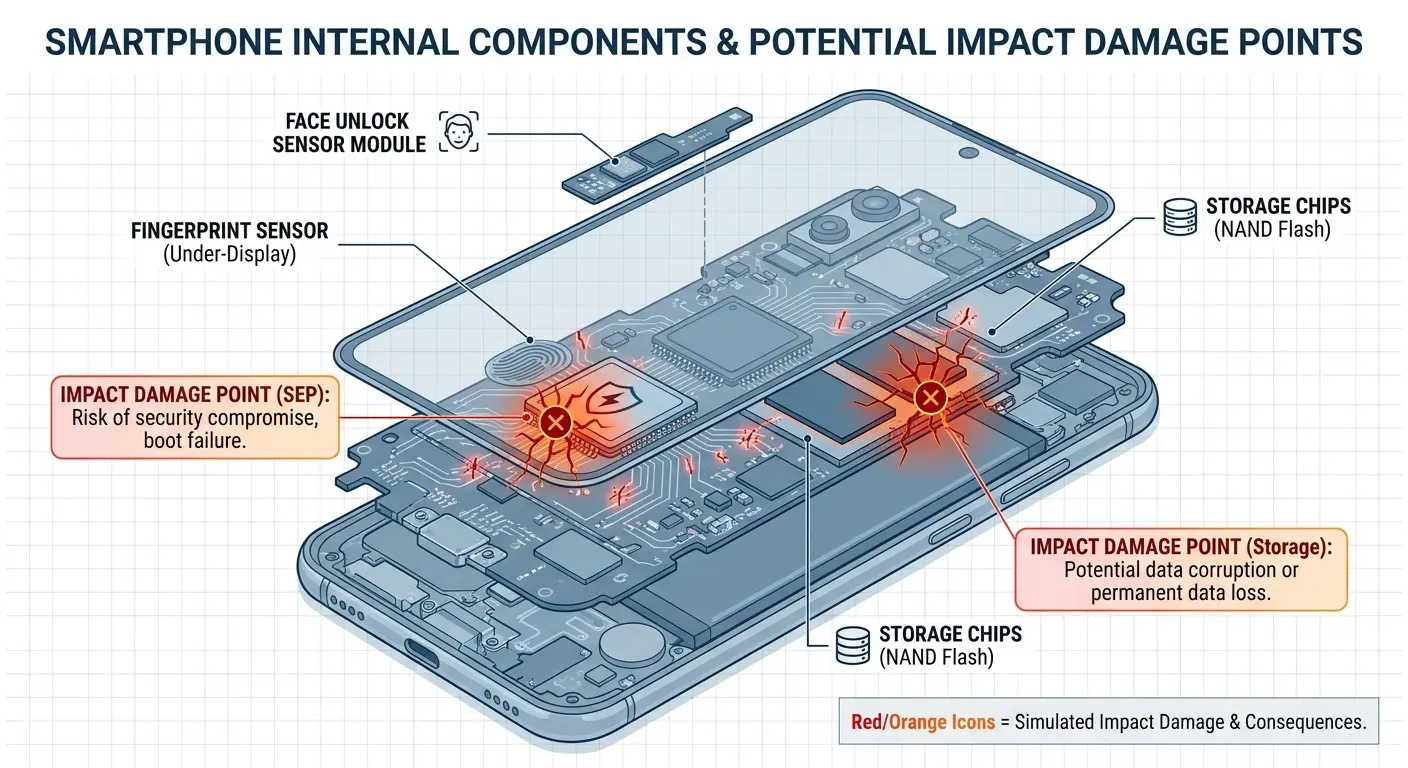 Internal phone component damage