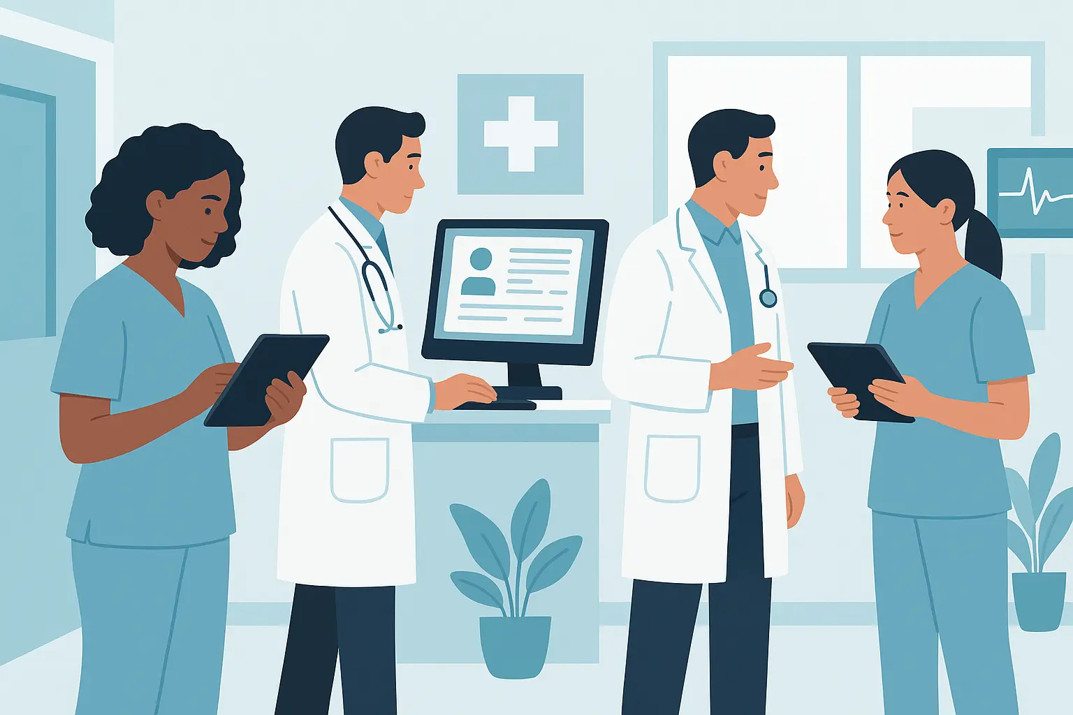 Healthcare project manager reviewing clinical trial data