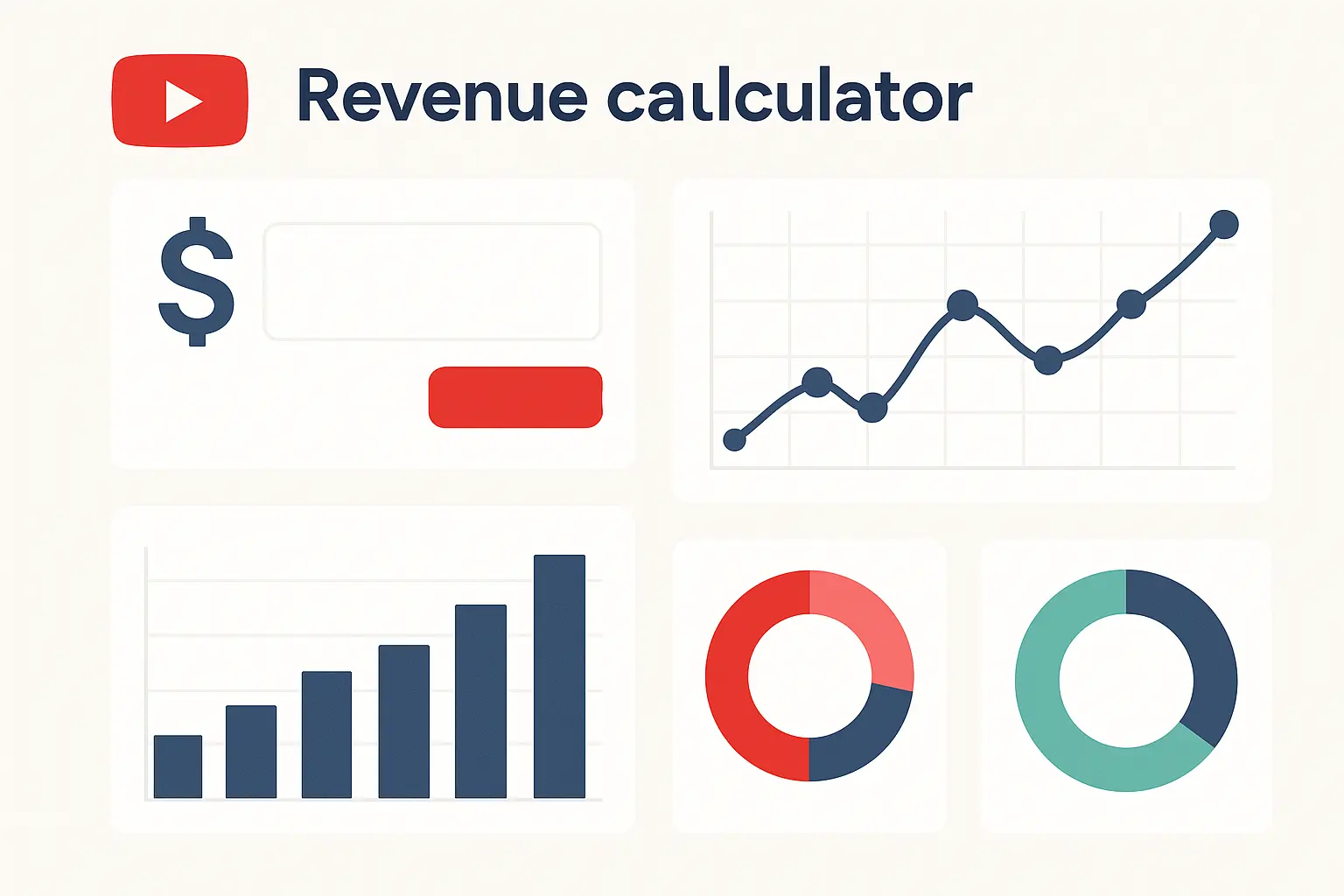 YouTube revenue calculator interface showing analytics data