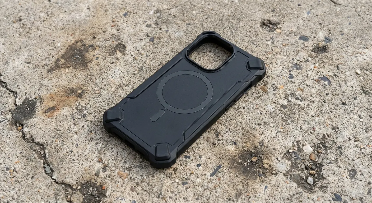 Rokform rugged phone case protecting device on concrete